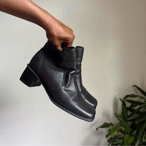 Sleek Black Leather Ankle Boots